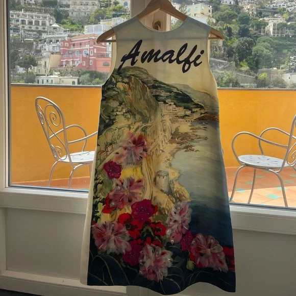 $3,500 Dolce & Gabbana dress size 42 small medium postcard shift dress - Picture 5 of 15